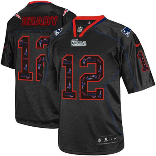 Men's Nike New England Patriots #12 Tom Brady Elite New Lights Out Black NFL Jersey