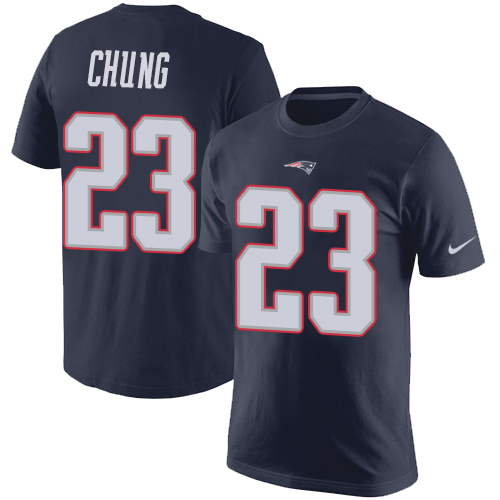 NFL Nike New England Patriots #23 Patrick Chung Navy Blue Rush Pride Name & Number T-Shirt
