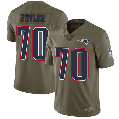 Men's Nike New England Patriots #70 Adam Butler Limited Olive 2017 Salute to Service NFL Jersey