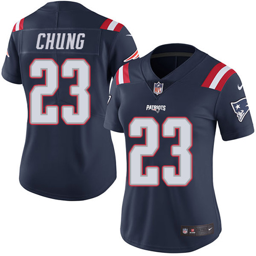 Women's Nike New England Patriots #23 Patrick Chung Limited Navy Blue Rush Vapor Untouchable NFL Jersey