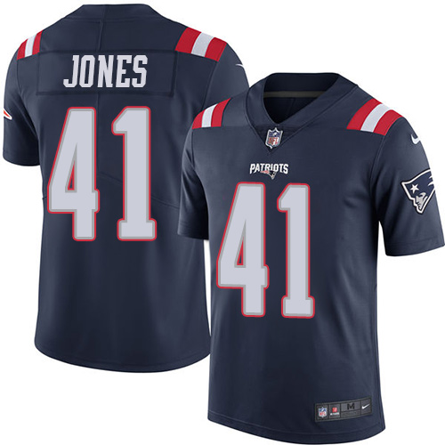 Men's Nike New England Patriots #41 Cyrus Jones Limited Navy Blue Rush Vapor Untouchable NFL Jersey