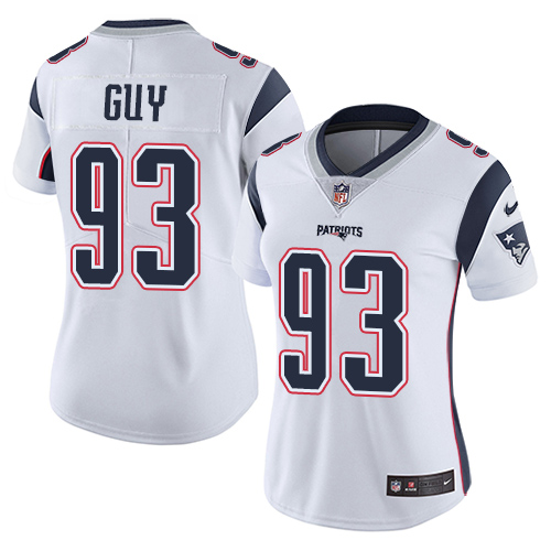 Women's Nike New England Patriots #93 Lawrence Guy White Vapor Untouchable Limited Player NFL Jersey