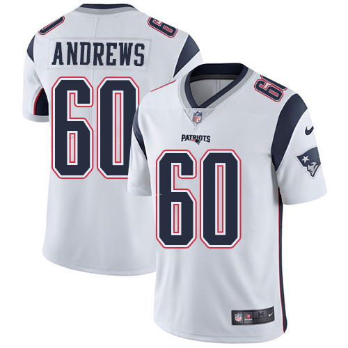 Men's Nike New England Patriots #60 David Andrews White Vapor Untouchable Limited Player NFL Jersey