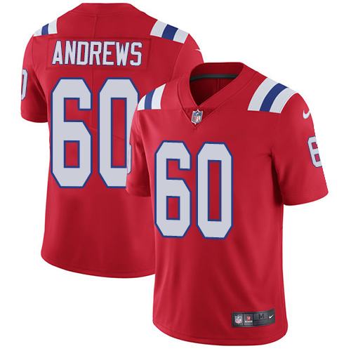 Men's Nike New England Patriots #60 David Andrews Red Alternate Vapor Untouchable Limited Player NFL Jersey