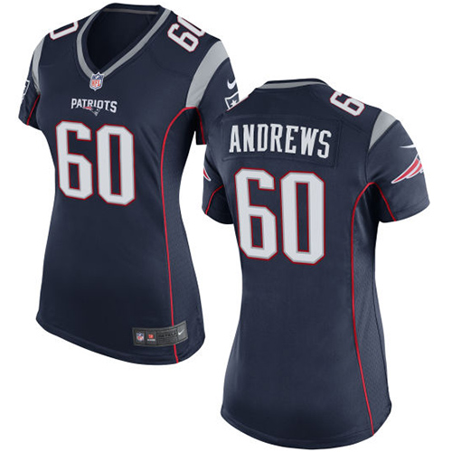 Women's Nike New England Patriots #60 David Andrews Game Navy Blue Team Color NFL Jersey