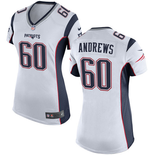 Women's Nike New England Patriots #60 David Andrews Game White NFL Jersey