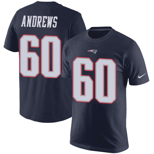 NFL Nike New England Patriots #60 David Andrews Navy Blue Rush Pride Name & Number T-Shirt