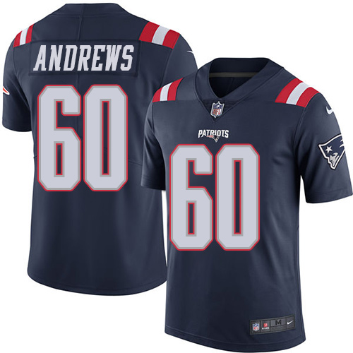 Men's Nike New England Patriots #60 David Andrews Limited Navy Blue Rush Vapor Untouchable NFL Jersey