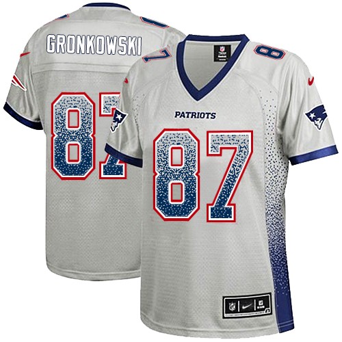Women's Nike New England Patriots #87 Rob Gronkowski Elite Grey Drift Fashion NFL Jersey