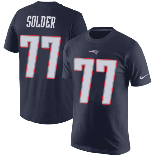 NFL Nike New England Patriots #77 Nate Solder Navy Blue Rush Pride Name & Number T-Shirt