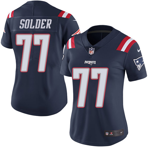 Women's Nike New England Patriots #77 Nate Solder Limited Navy Blue Rush Vapor Untouchable NFL Jersey