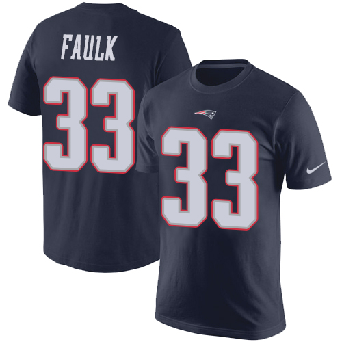 NFL Nike New England Patriots #33 Kevin Faulk Navy Blue Rush Pride Name & Number T-Shirt
