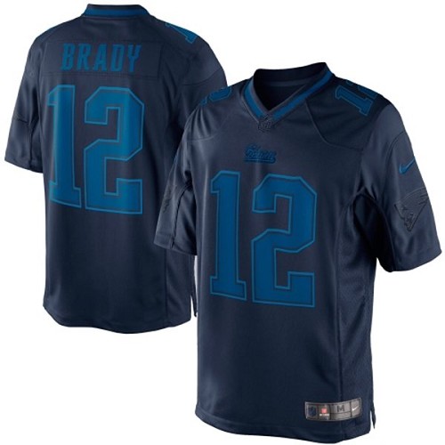 Men's Nike New England Patriots #12 Tom Brady Navy Blue Drenched Limited NFL Jersey