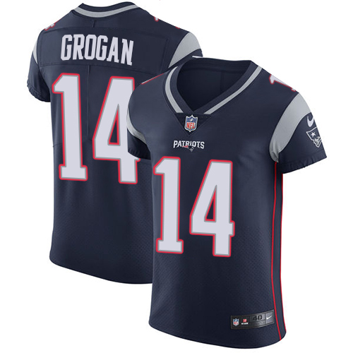 Men's Nike New England Patriots #14 Steve Grogan Navy Blue Team Color Vapor Untouchable Elite Player NFL Jersey