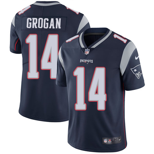 Men's Nike New England Patriots #14 Steve Grogan Navy Blue Team Color Vapor Untouchable Limited Player NFL Jersey
