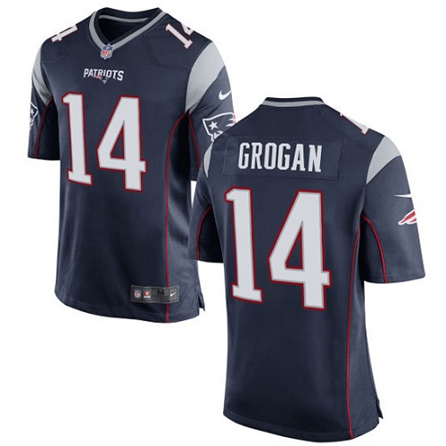 Men's Nike New England Patriots #14 Steve Grogan Game Navy Blue Team Color NFL Jersey