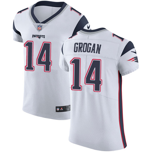 Men's Nike New England Patriots #14 Steve Grogan White Vapor Untouchable Elite Player NFL Jersey