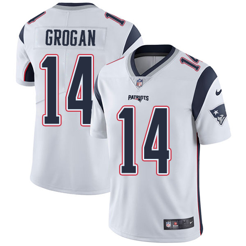 Men's Nike New England Patriots #14 Steve Grogan White Vapor Untouchable Limited Player NFL Jersey