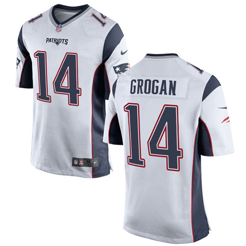 Men's Nike New England Patriots #14 Steve Grogan Game White NFL Jersey