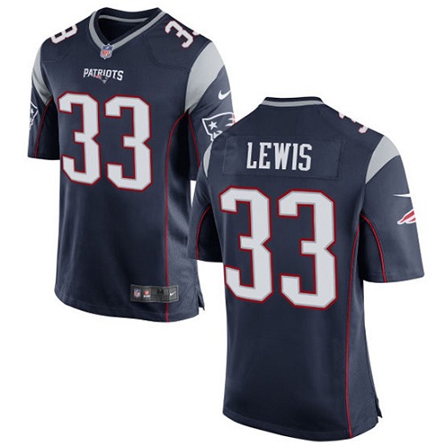 Men's Nike New England Patriots #33 Dion Lewis Game Navy Blue Team Color NFL Jersey