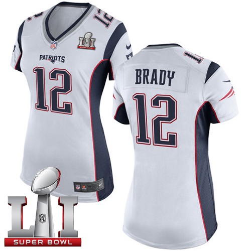 Women's Nike New England Patriots #12 Tom Brady Elite White Super Bowl LI 51 NFL Jersey