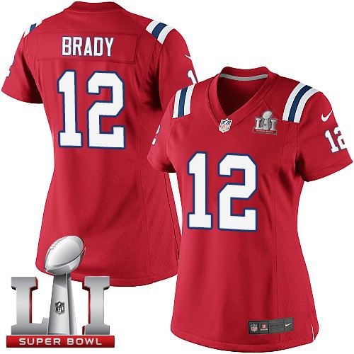 Women's Nike New England Patriots #12 Tom Brady Red Alternate Super Bowl LI 51 Vapor Untouchable Limited Player NFL Jersey