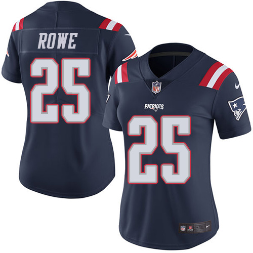 Women's Nike New England Patriots #25 Eric Rowe Limited Navy Blue Rush Vapor Untouchable NFL Jersey