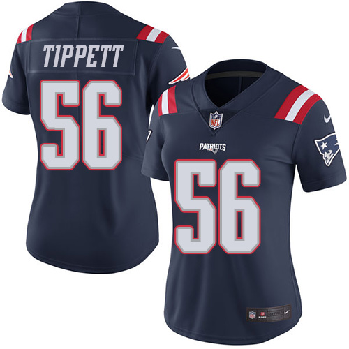 Women's Nike New England Patriots #56 Andre Tippett Limited Navy Blue Rush Vapor Untouchable NFL Jersey