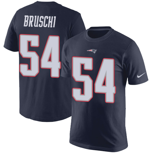 NFL Nike New England Patriots #54 Tedy Bruschi Navy Blue Rush Pride Name & Number T-Shirt