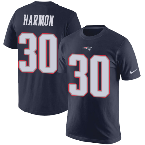 NFL Nike New England Patriots #30 Duron Harmon Navy Blue Rush Pride Name & Number T-Shirt