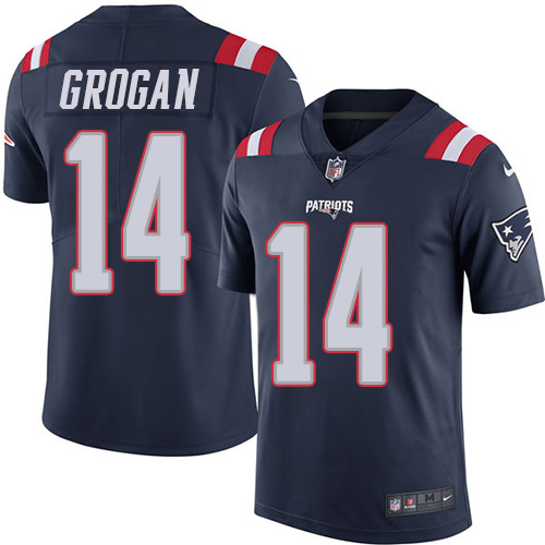 Men's Nike New England Patriots #14 Steve Grogan Limited Navy Blue Rush Vapor Untouchable NFL Jersey