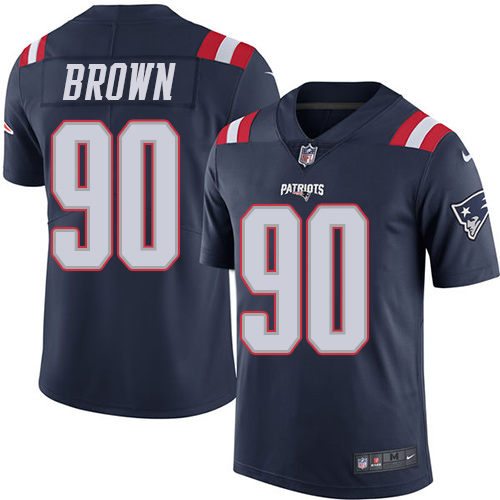 Men's Nike New England Patriots #90 Malcom Brown Limited Navy Blue Rush Vapor Untouchable NFL Jersey
