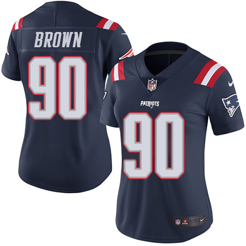 Women's Nike New England Patriots #90 Malcom Brown Limited Navy Blue Rush Vapor Untouchable NFL Jersey