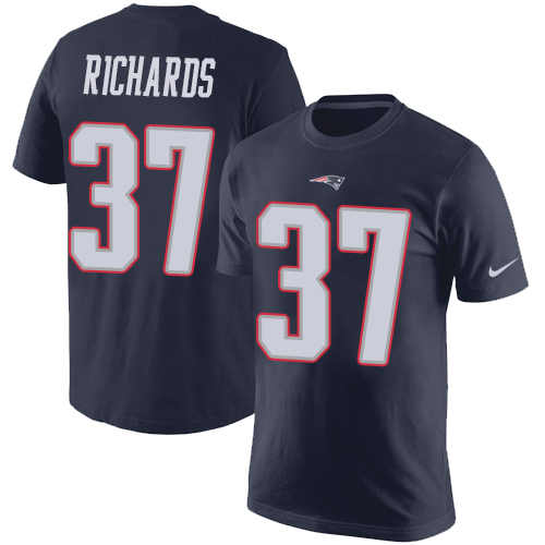 NFL Nike New England Patriots #37 Jordan Richards Navy Blue Rush Pride Name & Number T-Shirt