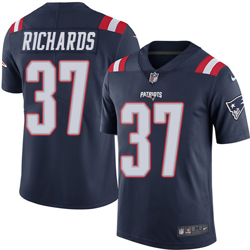 Men's Nike New England Patriots #37 Jordan Richards Limited Navy Blue Rush Vapor Untouchable NFL Jersey