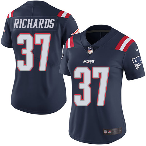 Women's Nike New England Patriots #37 Jordan Richards Limited Navy Blue Rush Vapor Untouchable NFL Jersey