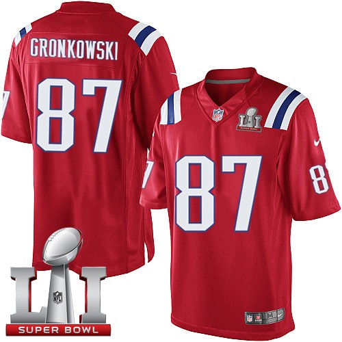 Men's Nike New England Patriots #87 Rob Gronkowski Red Alternate Super Bowl LI 51 Vapor Untouchable Limited Player NFL Jersey