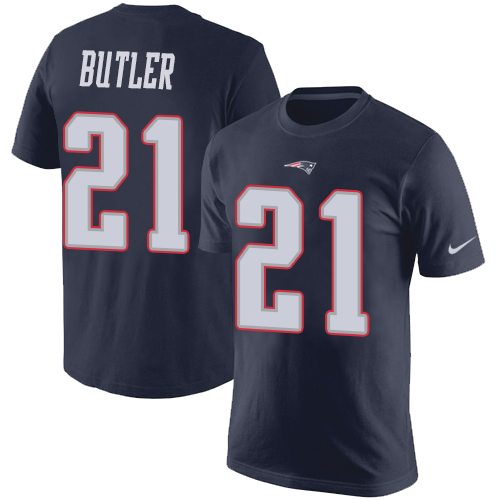 NFL Nike New England Patriots #21 Malcolm Butler Navy Blue Rush Pride Name & Number T-Shirt