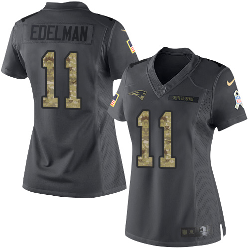 Women's Nike New England Patriots #11 Julian Edelman Limited Black 2016 Salute to Service NFL Jersey