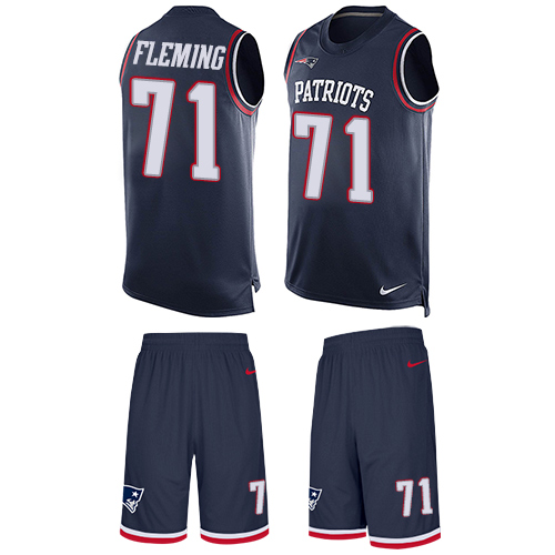 Men's Nike New England Patriots #71 Cameron Fleming Limited Navy Blue Tank Top Suit NFL Jersey