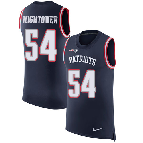 Men's Nike New England Patriots #54 Dont'a Hightower Navy Blue Rush Player Name & Number Tank Top NFL Jersey