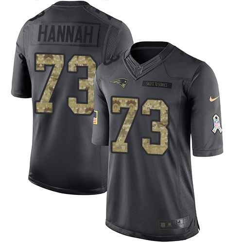 Men's Nike New England Patriots #73 John Hannah Limited Black 2016 Salute to Service NFL Jersey