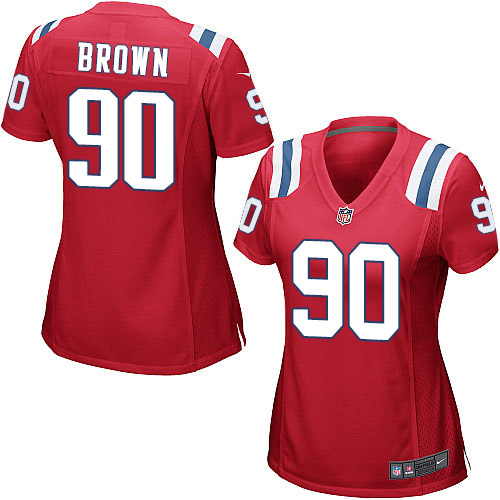 Women's Nike New England Patriots #90 Malcom Brown Game Red Alternate NFL Jersey