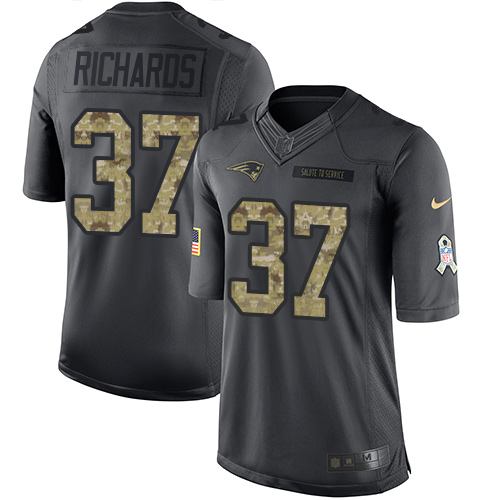Men's Nike New England Patriots #37 Jordan Richards Limited Black 2016 Salute to Service NFL Jersey