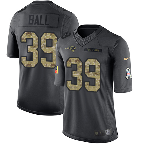 Men's Nike New England Patriots #39 Montee Ball Limited Black 2016 Salute to Service NFL Jersey