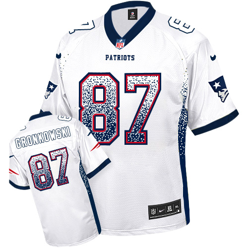 Men's Nike New England Patriots #87 Rob Gronkowski Elite White Drift Fashion NFL Jersey