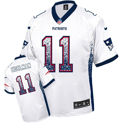 Men's Nike New England Patriots #11 Julian Edelman Elite White Drift Fashion NFL Jersey
