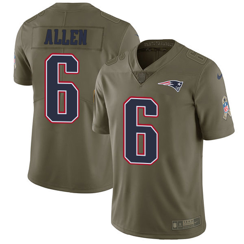 Men's Nike New England Patriots #6 Ryan Allen Limited Olive 2017 Salute to Service NFL Jersey