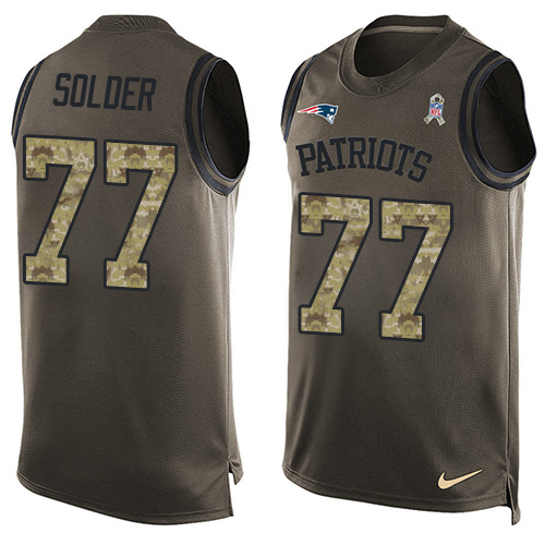 Men's Nike New England Patriots #77 Nate Solder Limited Green Salute to Service Tank Top NFL Jersey