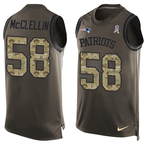 Men's Nike New England Patriots #58 Shea McClellin Limited Green Salute to Service Tank Top NFL Jersey
